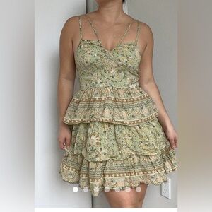 America Eagle Green Floral Mini Dress